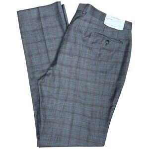 NWT Men's CALVIN KLEIN Mabry Suit Pants Unhemmed Plaid Dress Pants | Size 50R